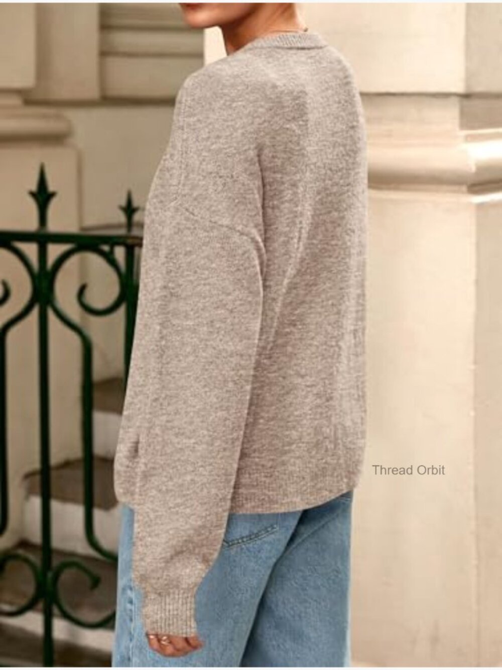 Lightweight Loose Fit Cardigan Crewneck Button Down Long Sleeve Sweater - Picture 4 of 7